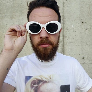 

Retro Vintage Unisex Sunglasses Rapper Oval Shades Grunge Punk Glasses Rock Band Rock Star Kurt Cobain