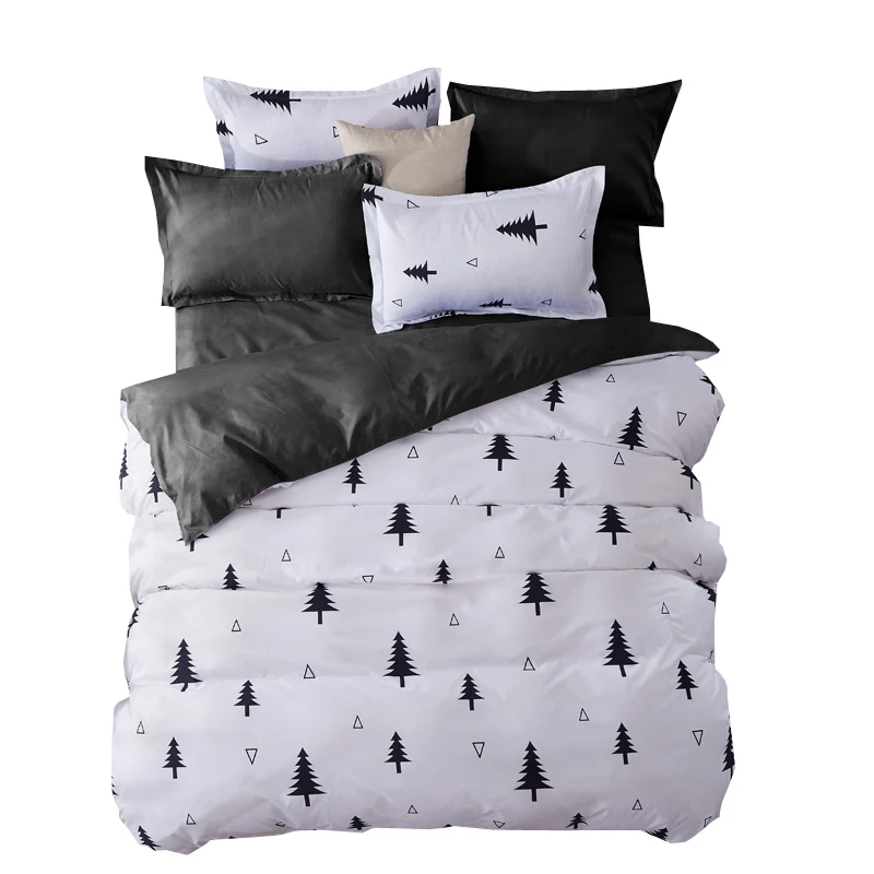 Bedding Sets Fashion Duvet Cover Set With Bed Sheet RU Family Size For Russia,Queen King For USA Bedclothes Gray Christmas tree
