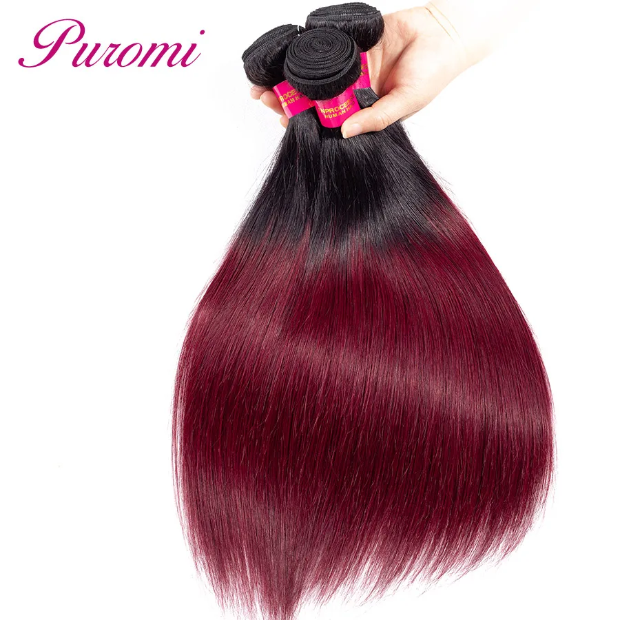 Omber Peruvian Hair Weave 3 Bundle Deals 1b/27 Two- tone Remy Human Hair Straight 3 Bundles Puromi Hair Product