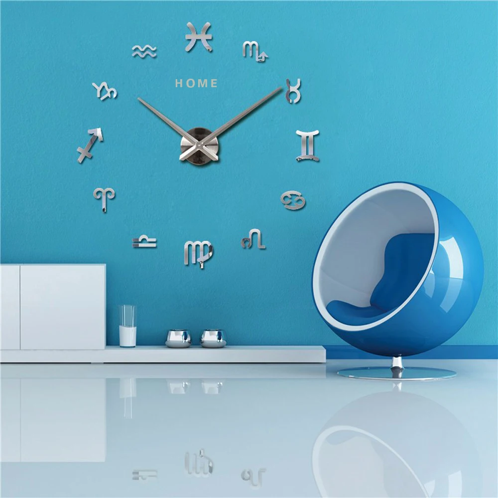 Созвездия большие настенные часы домашняя буква 3D DIY акриловая зеркальная настенная наклейка немой оверсайз кухонные часы Современные дизайнерский Декор - Цвет: Silver