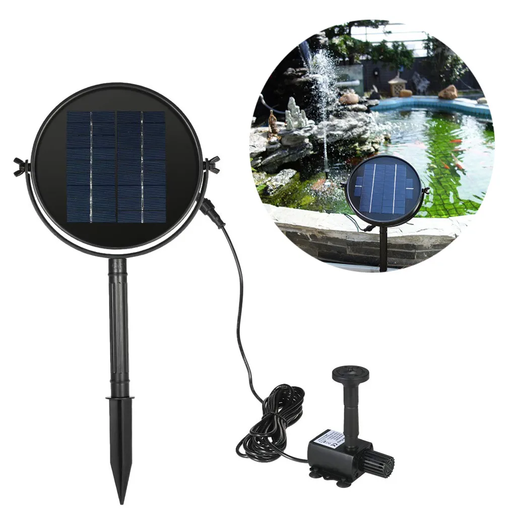 Solar Fountain Floating Water Pump Solar Panel Kit Garden Plants Watering Fountain Pool Watering Submersible Garden Decoration - Цвет: black