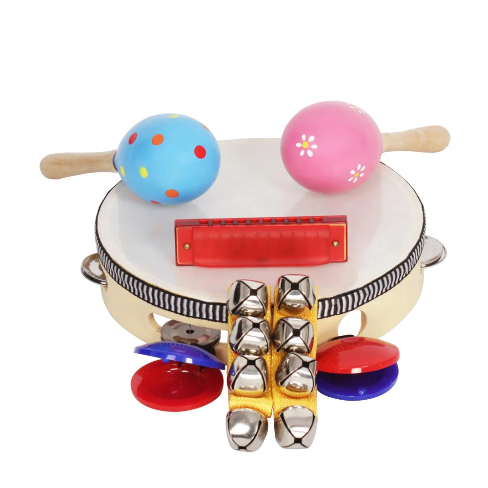 

Percussion Set Kids Children Toddlers Music Instruments Toys Band Rhythm Kit Case Sand Hammer Castanets Hand Bells Harmonica
