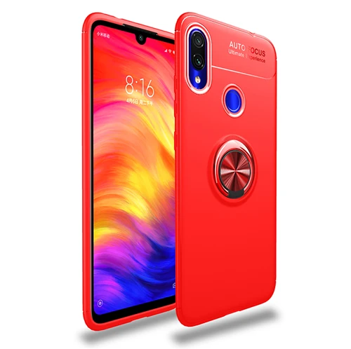 Противоударный чехол для Xiaomi Redmi Note 7, чехол с кольцом на палец, матовый чехол из термополиуретана и силикона для Redmi Note 7, чехол для Xiaomi Redmi Note7 - Цвет: Red