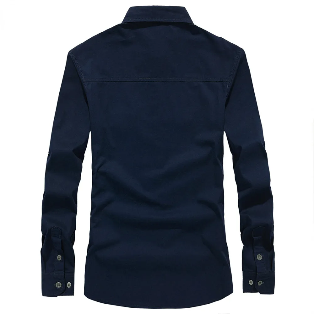 JAYCOSIN Повседневная рубашка с длинным рукавом мужская Осенняя Повседневная Военная карго тонкая кнопка мужские рубашки с длинным рукавом мужская рубашка Топы