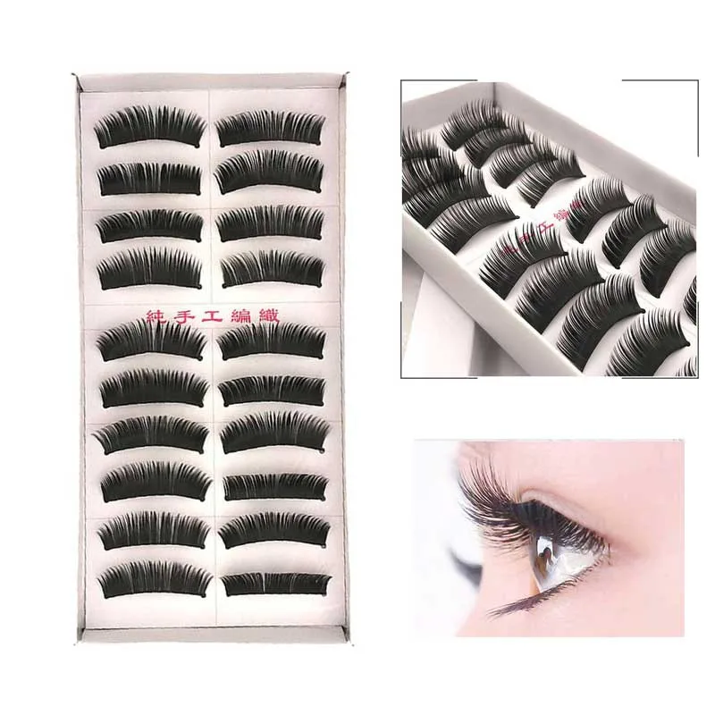 

New 10 Pairs 3D Soft Mink Hair False Eyelashes Thick Long Cross Party False Eyelashes Black Band Fake Eye Lashes Makeup Tools