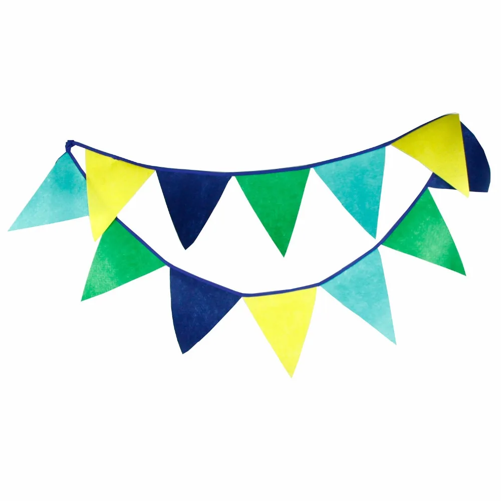 12 Flags 3.2m Blue and Green Nonwoven Fabric Bunting Pennant Flag