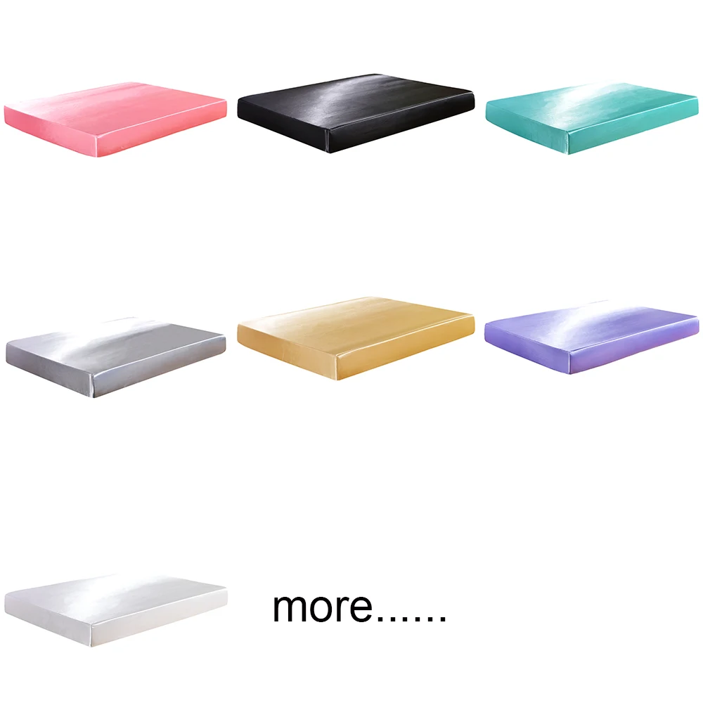 

Satin Silk Fitted Sheet On Elastic Solid Color Mattress Cover Elastic Band Sabanas Bajeras Queen King Bed Sheets