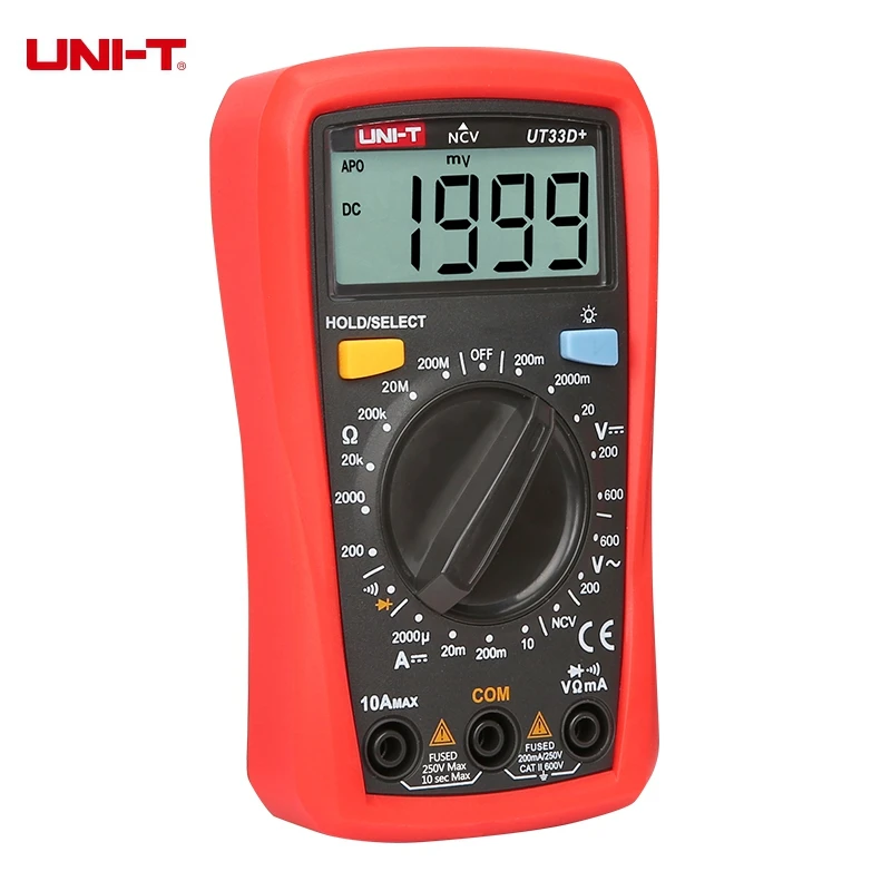 UNI T UT33D + Руководство Диапазон ЖК дисплей Цифровой мультиметр Детектор ncv