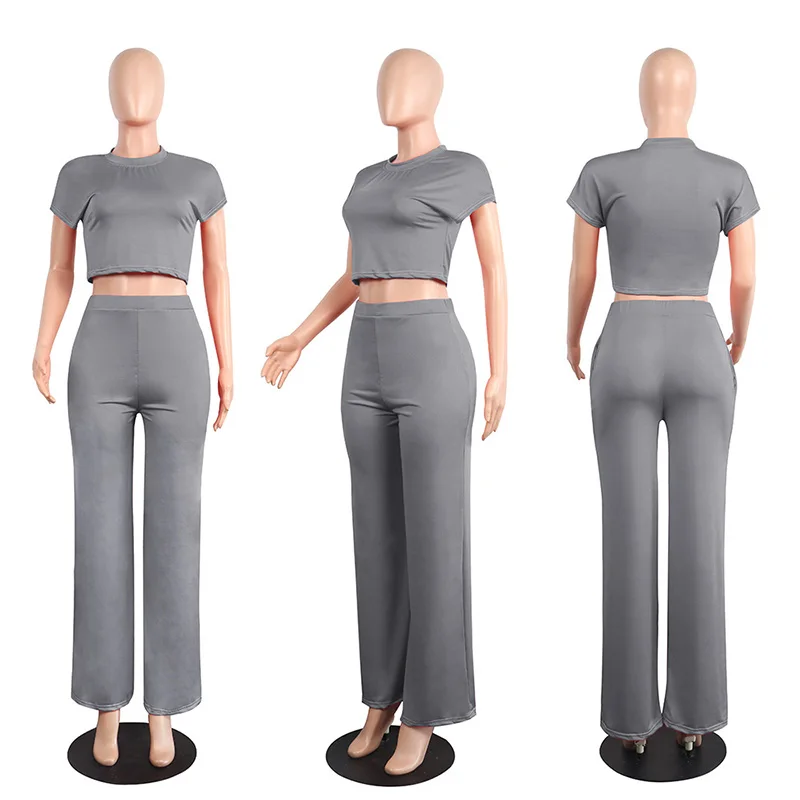 ShejoinSheenjoy Summer 2 Pieces Sets Women Suit Sexy O-Neck Short Sleeve Top And Pockets Long Pants Women Set Clothing 3 Colors (18)