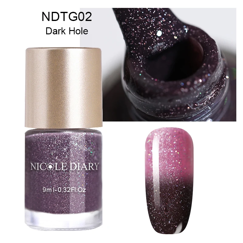 Термальный лак для ногтей NICOLE DIARY блестящий изменяющий цвет на водной основе