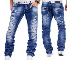 Мужские джинсы новые отбеливающие повседневные Прямые джинсы для мужчин с дырками высокого качества Мужская одежда брюки