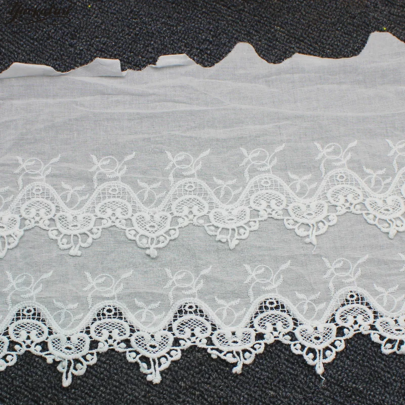 YACKALASI 100 Cotton Lace Trim Eyelet Embroidered Lace Ribbon Swiss Cotton Voile Sewing Apparel