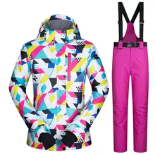 2017 New High Quality Women Skiing Jackets And Pants Snow Snowboard Clothes Warm Waterproof Windproof Winter Dress Ski Suits Set