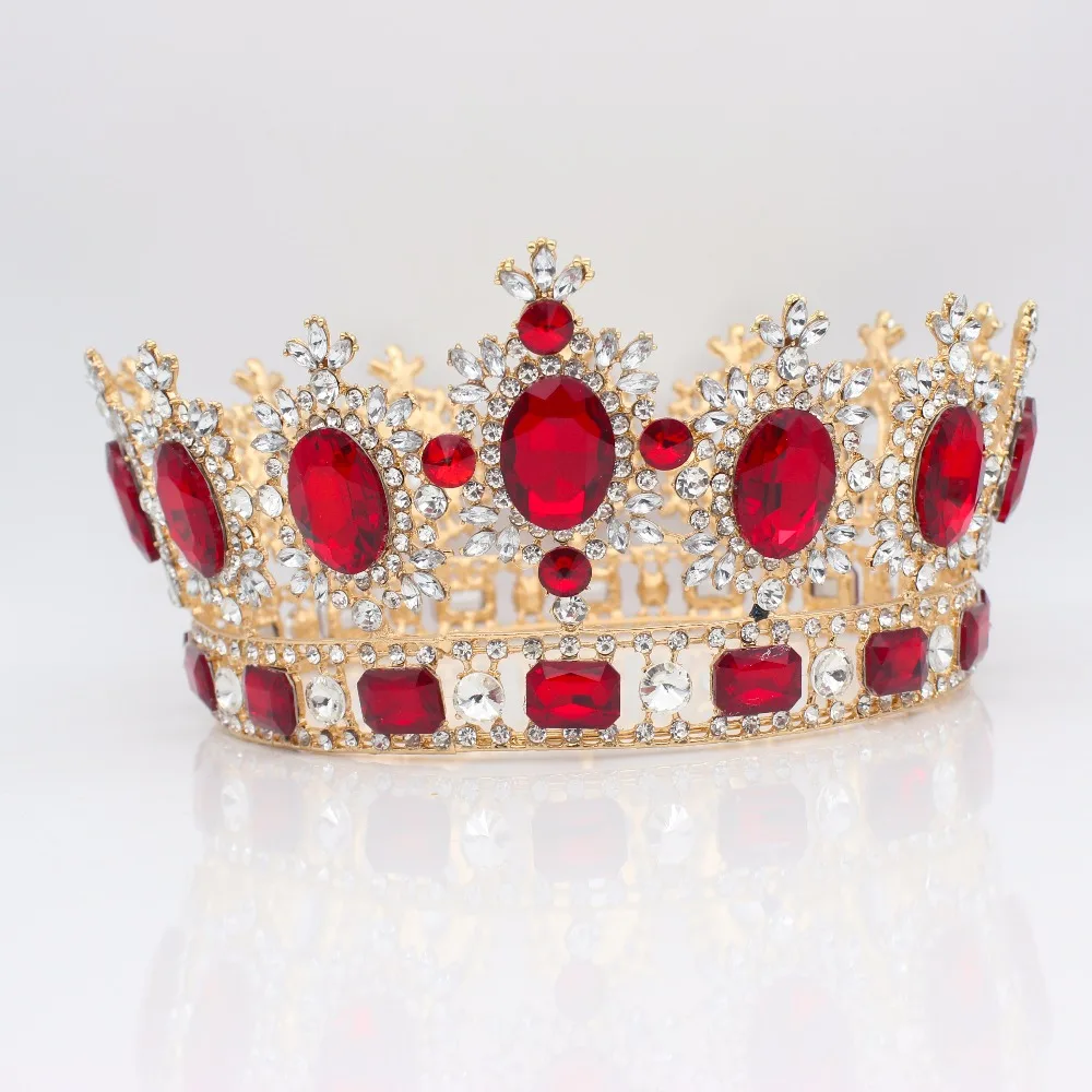 

Luxurious Large Round Crystal Baroque Wedding Bridal Tiara Crown Bride Women Diadem Headpiece Wedding Hair Jewelry Accessories