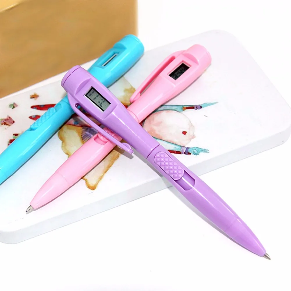 1Pcs Ballpoint Pen with Digital Clock Electronic Clock Pen Exam Pens Watch Pen