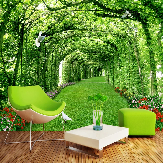 Papel De Parede Custom 3D Stereo Parks Green Porch Lawns Nature