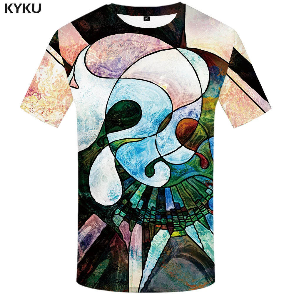 Marca KYKU, camiseta de conejo para hombre, camisa colorida con estampado  geométrico de Anime, ropa con Graffiti, camisetas casuales de arte,  camisetas de manga corta 3d|Camisetas| - AliExpress