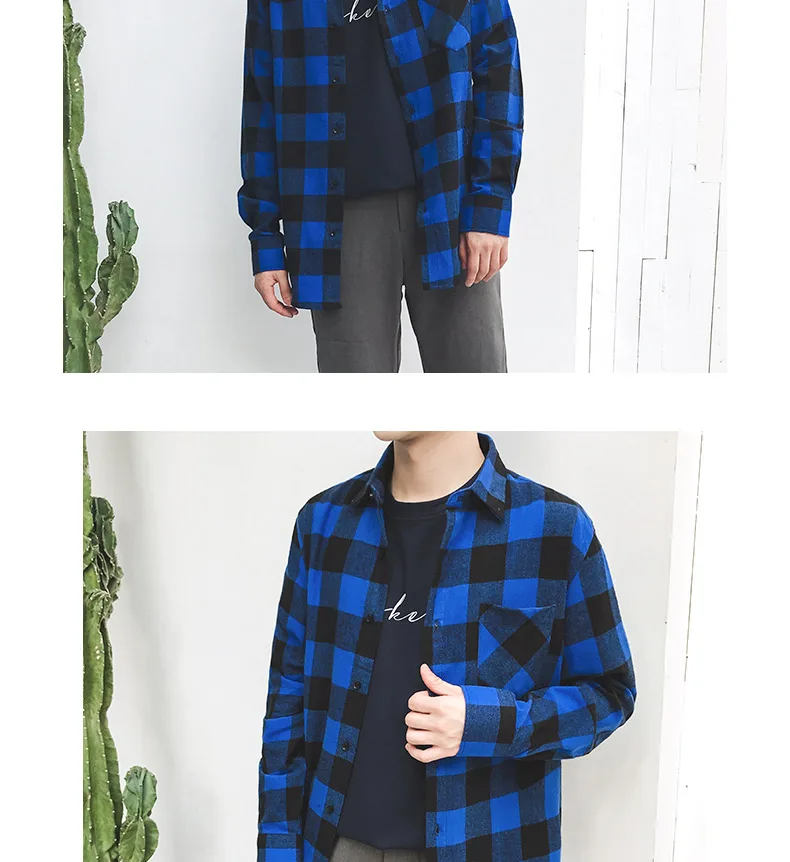 2019 брендовая мужская фланелевая клетчатая рубашка из 100% хлопка на весну и осень, Повседневная рубашка с длинными рукавами, мягкая удобная
