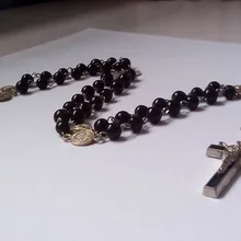 Высокого качества с черным ониксом в христианской вере Madonna религиозные статуи Христа Иисуса распяли крест, распятие Цепочки и ожерелья четки