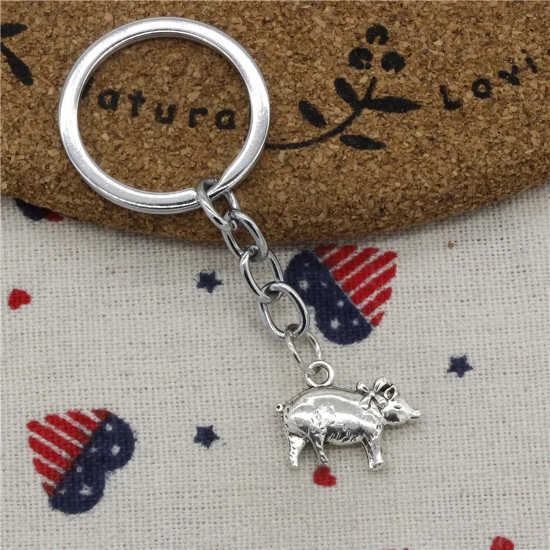 New Fashion 3D pig 21*16mm Pendant KeyChain,DIY Jewelry Handmade Metal