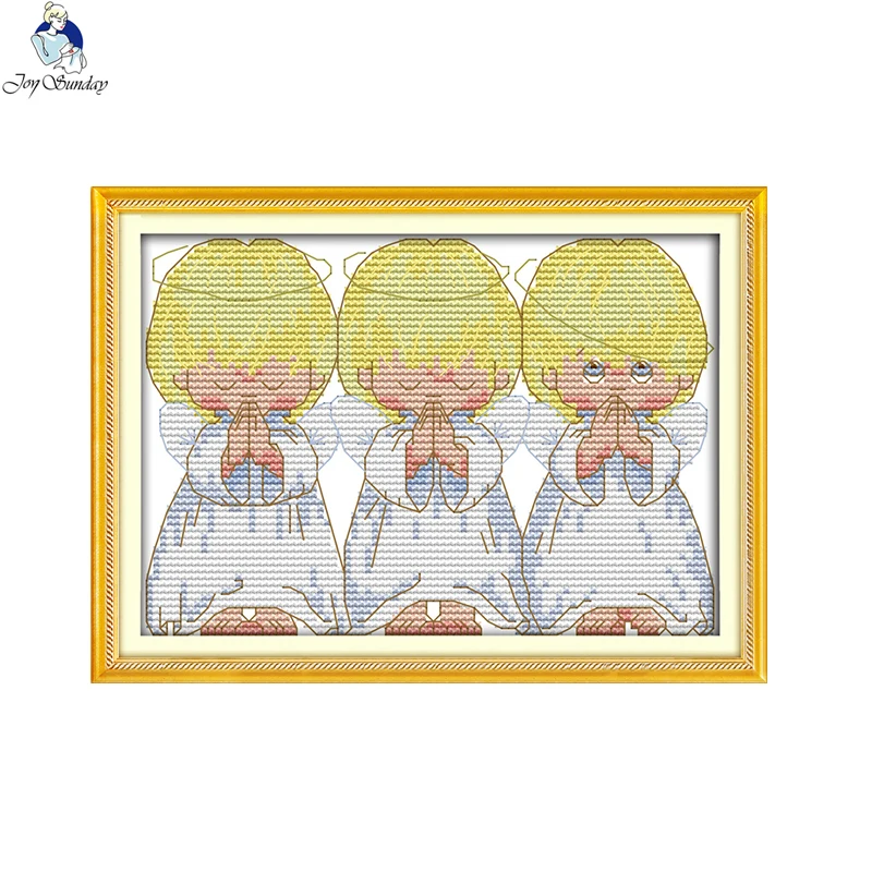 The Pray Little Angels Paintings Aida Canvas Counted 14CT 11CT Pattern Printed on Cross Stitch kits Needlework Embroidery | Дом и сад
