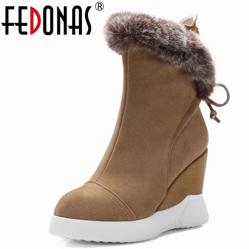 

FEDONAS New Women Ankle Boots Autumn Winter Warm Cow Suede High Heels Shoes Woman Pointed Toe Rhinestone Decoration Basic Shoes