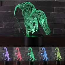3D иллюзия динозавр 7 цветов светодио дный светодиодный пульт дистанционного управления Сенсорный спальный ночник динозавр Светящиеся в темноте игрушки для мальчиков подарки на день рождения