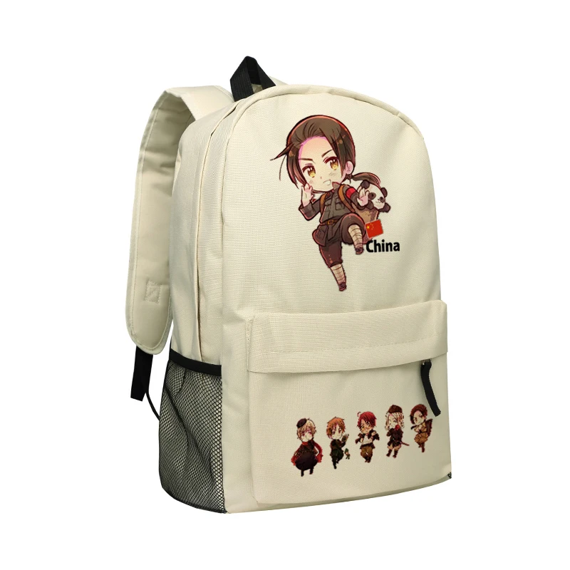

Zshop Khaki Axis Power Backpack Cute Kicking Hetalia School Bag for Boys and Girls Manga Hetalia Shoulder Bag