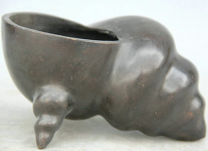 

S2472 5" Marked China Dynasty palace Bronze seafood conch whelk Incense Burner Censer D0317