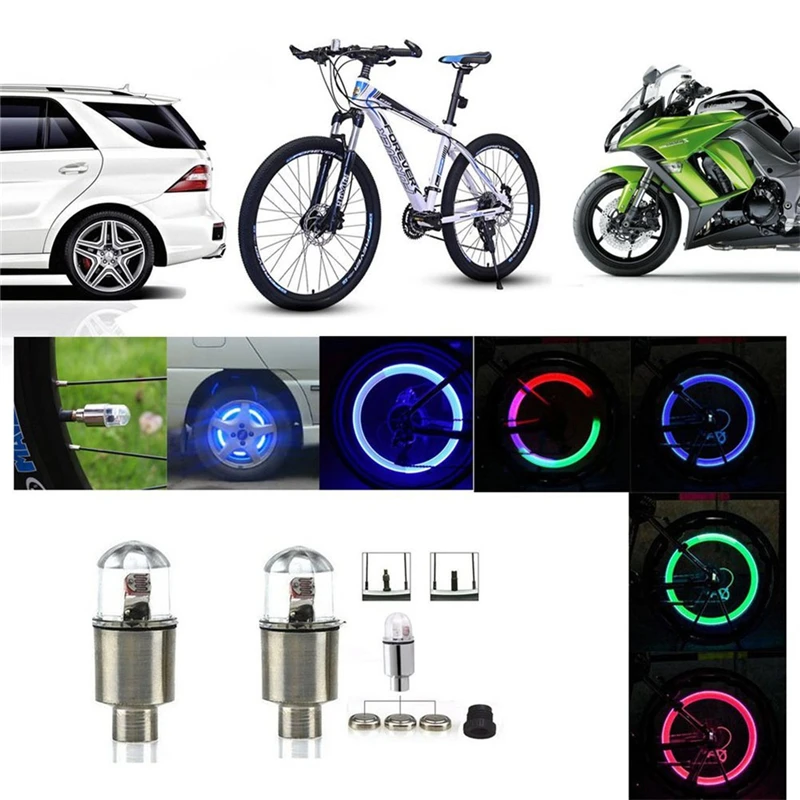 New 2Pcs Coloful Car Wheel LED Light Lamp Decor LED Wheel Tyre Tire Air