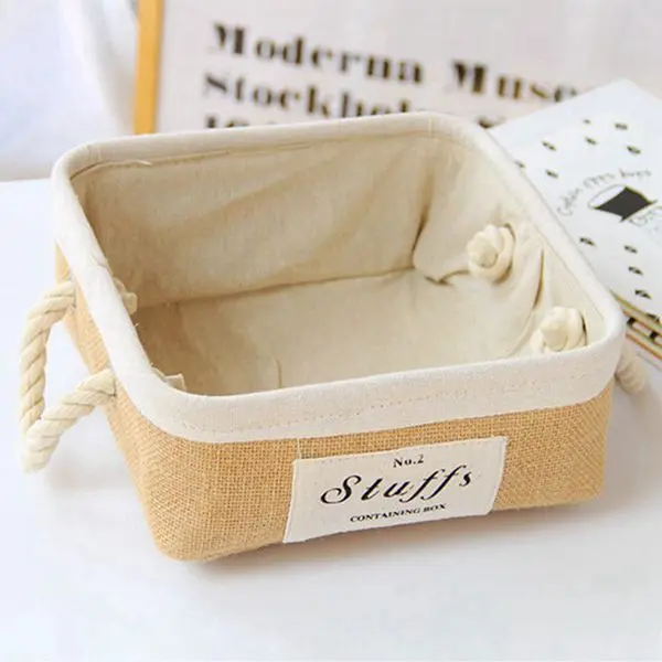 

Nordic style jute eva Desktop Organizer storage box thickening Japan South Korea simple patch stuffs cotton tabletop storage box