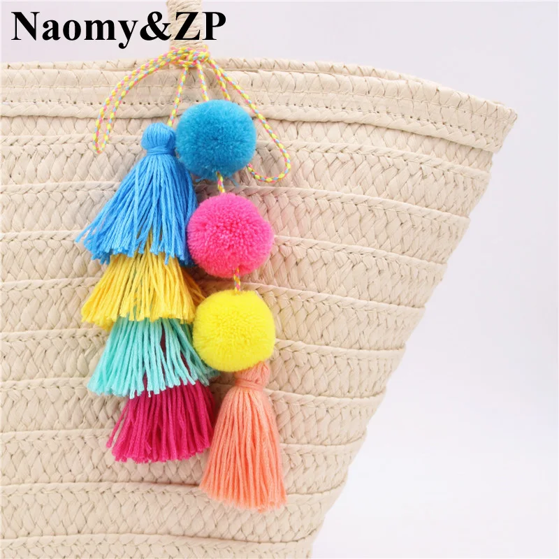 Tassel Keychain Women Car Key Chain Holder Pom Bag Ring Pompom Fur Ball Rabbit Fashion Jewelry Girl Gift | Украшения и аксессуары