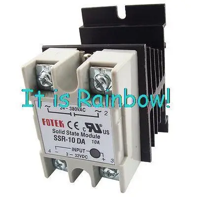 

Free Shipping LED Indicator Solid State Relay SSR-10DA 10A 3-32V DC 24-380V AC + Heat Sink
