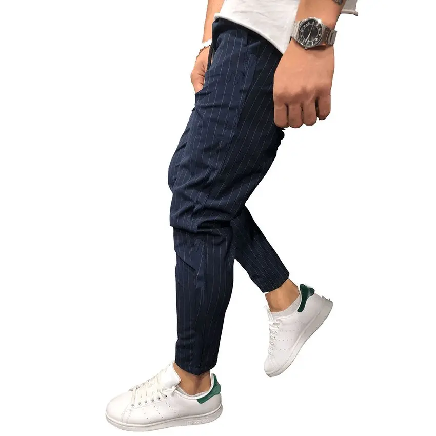 2019 Spring New Fashion Men's Casual Suit Pants Streetwear Stripes Casual Slim Fit Trousers Male Pants 2019 Spring New Fashion Men's Casual Suit Pants Streetwear Stripes Casual Slim Fit Trousers Male Pants