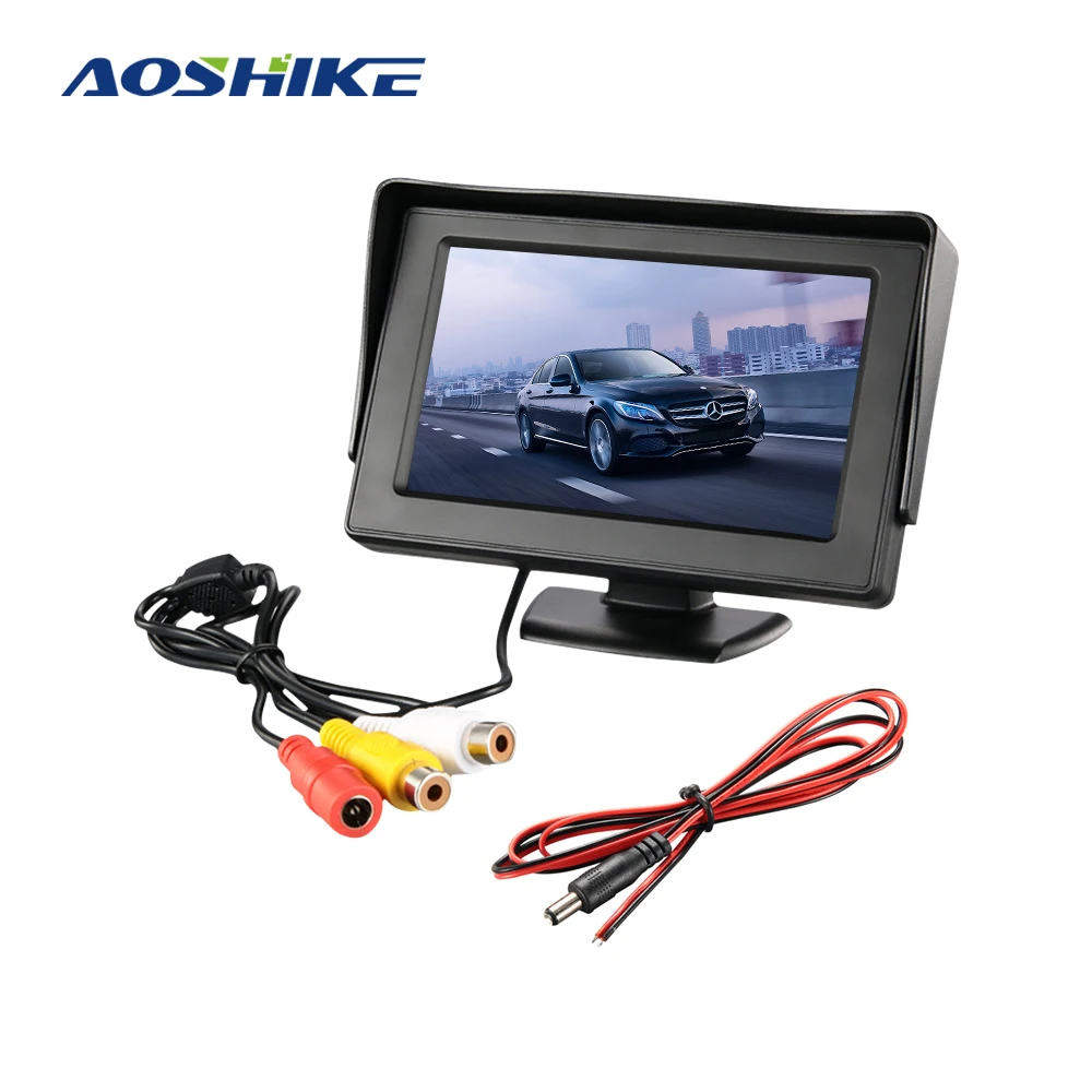 

AOSHIKE 4.3 Inch With Vehicle Camera Parking 12V Car Monitor For Rear View Camera TFT LCD LED Display Universal 480*248 Sun viso