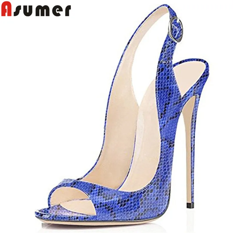 

ASUMER ig size 34-43 fashion summer shoes woman peep toe buckle sandals women super high thin heels ladies prom wedding shoes
