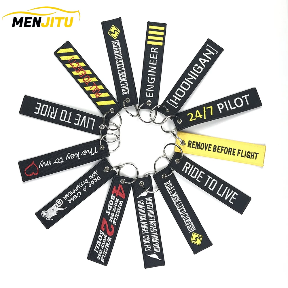 

MENJITU FLIGHT Novelty Keychain Launch Key Chain Bijoux Keychains for Motorcycles and Cars Key Tag New Embroidery Key Fobs