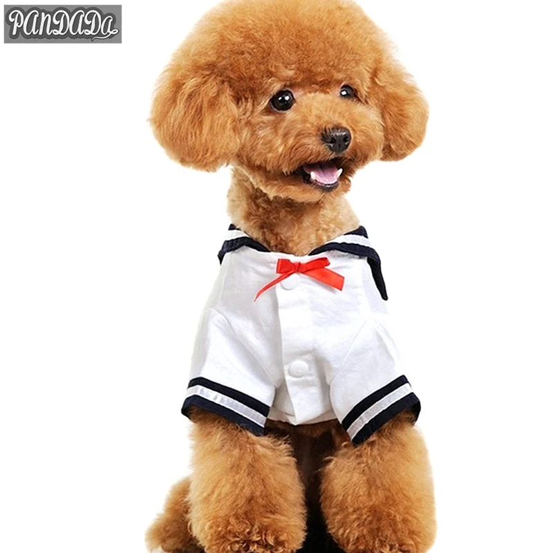 panDaDa Pet Dog Pleated Sailor Costume Dog Dresses Stripes Dress For
