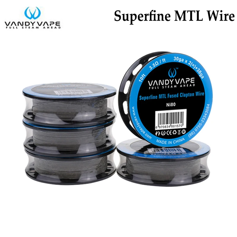 Vandy Vape Сверхтонкий MTL плавленый Clapton провод Ni80 30ga x 2+ 38ga 10ft/SS316L30ga X 2+ 38ga 10ft Fit E-Cigs MTL RTA RDA