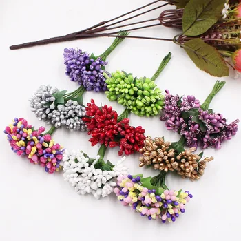 12/36/72/144 Pcs Handcraft Artificial Flowers Stamen Sugar Wedding Party Decoration DIY Scrapbooking Garland Craft Fake Flowers