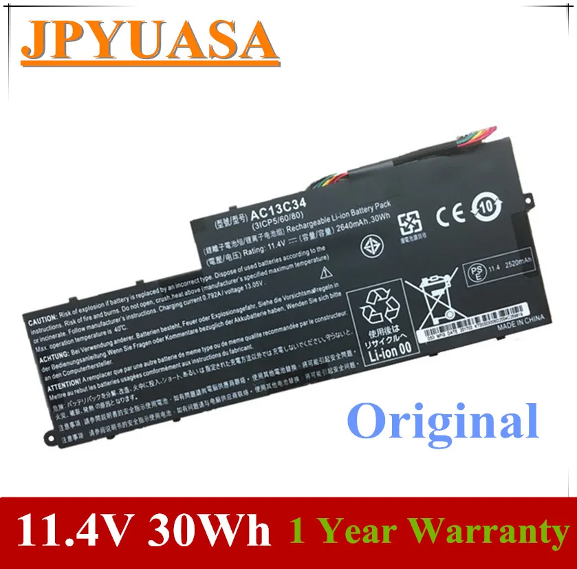 7Xinbox 11.4V 30Wh Ac13C34 Batteria Del Computer Portatile Per Acer Aspire E3 E3-111 V5 V5-122 V5-122P V5-132 3Uf426080-1-T1000 Kt.00303.005