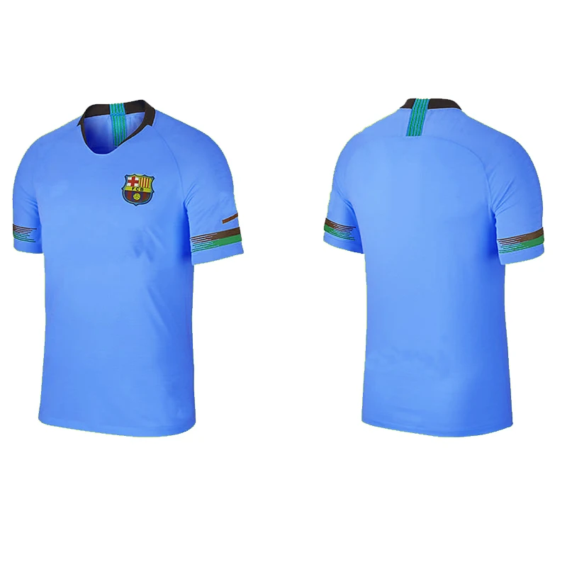 

Barcelona 2019 New Style Tee Solid Logo Simple Style Soccer Shirt Causal Round Neck Soccer Jersey Messi 6 Colors