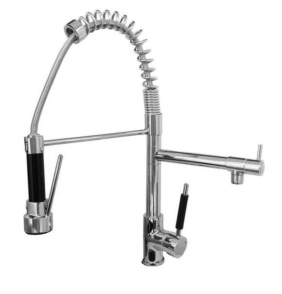 Polished Chrome Commercial & Home Pull Out Spray Swivel Spout Single Hole Kitchen Sink Mixer Tap / Faucet asf078