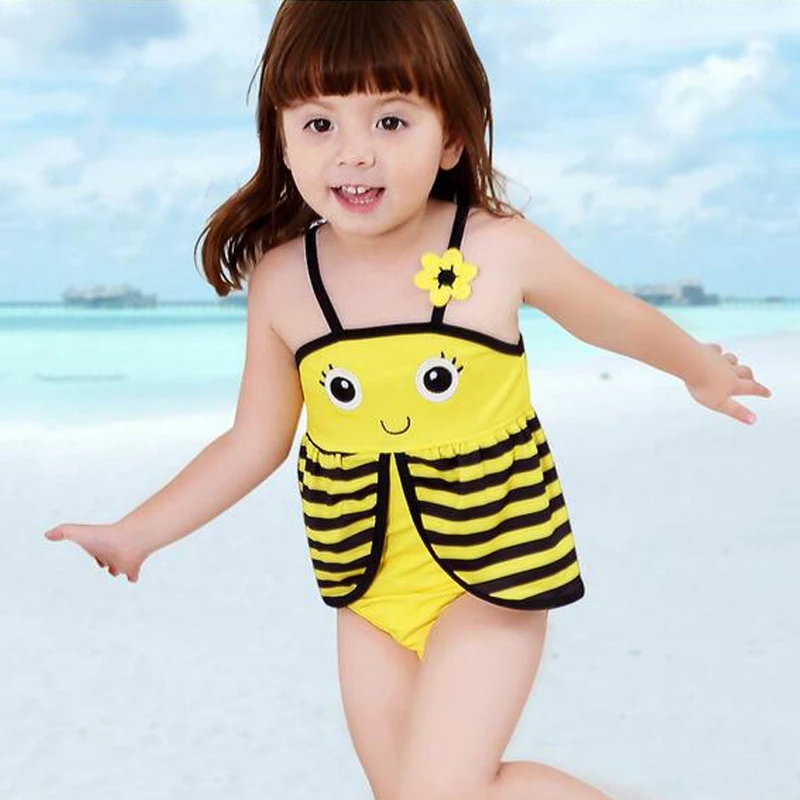 Baby Girl Swimwear Kids Swimmers for Little Girls Cute Bee One Piece