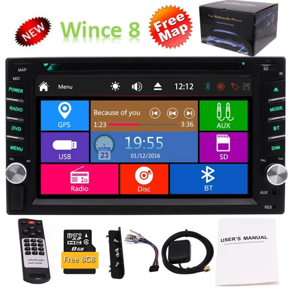 

Double 2 Din Car gps DVD CD Player Stereo FM AM Radio GPS Navigator support SWC USD SD with TFT Panel Remote Control Map Card