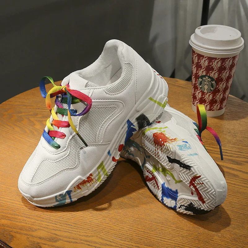 

Color old shoes women's sports shoes female 2019 tide shoes foreign gas super fire breathable casual single shoes candy ribbon