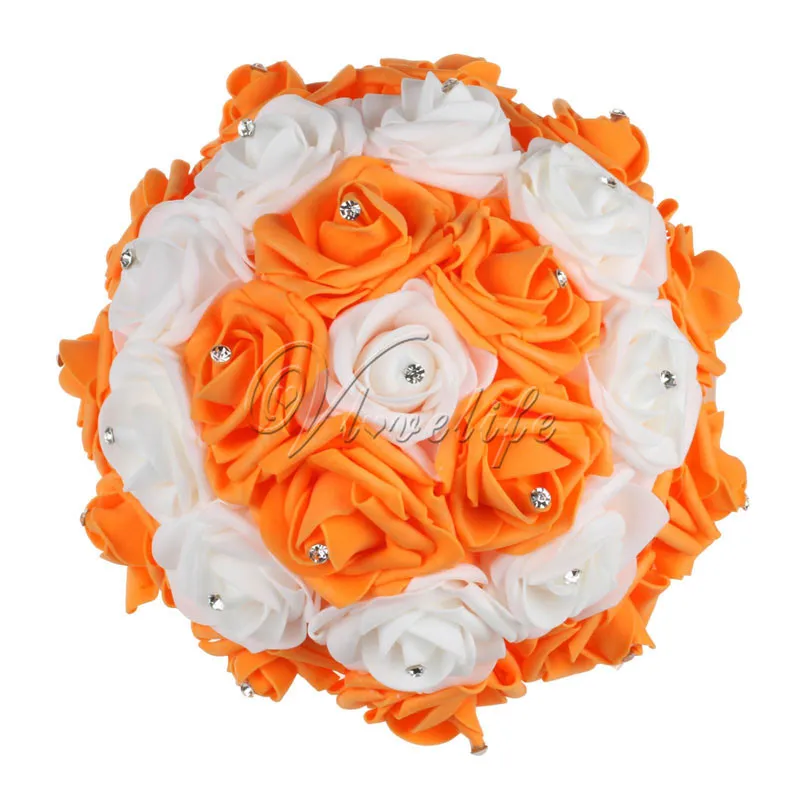 Свадебный букет ручной работы Искусственные из ПЭ пены розы цветы со стразами атласные ленты бант вечерние сувениры Декор