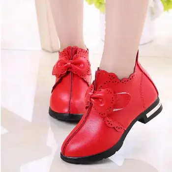 

2018 Newest Autumn Baby Girls Leather Shoes Casual Non-slip Children Outdoor Shoes Kids Student Bowknot Princess Shoes
