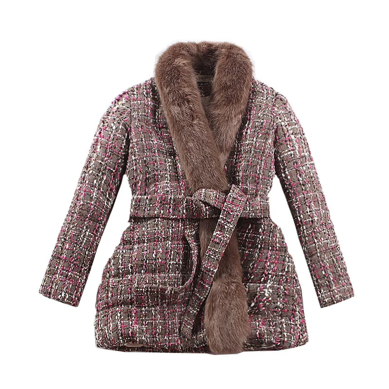 le palais vintage 2018W Luxury Fox Fur Tweeds Wool Coat Women Thicken Warm Fabric Fur Collar Adjustable Belt A-line Coat le palais vintage 2018W Luxury Fox Fur Tweeds Wool Coat Women Thicken Warm Fabric Fur Collar Adjustable Belt A-line Coat