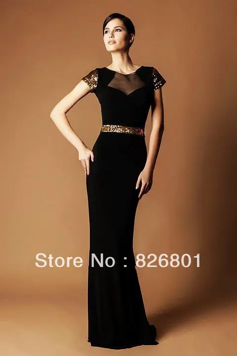Free Shipping New Arrival Mermaid Sequined Vestido De Noite Open Back Black Sexy Long Evening Gown Dresses | Свадьбы и торжества